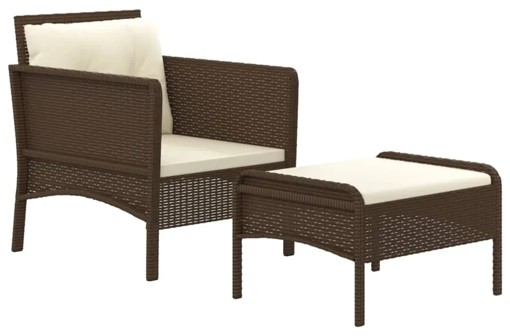 Set divani da giardino 2 pz con cuscini in polyrattan marrone