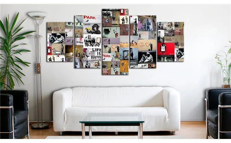 Quadro Art of Collage  Banksy IV  Colore colorful, Dimensioni e Misure 100x50