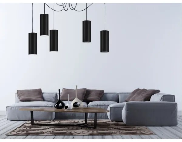 Lampadario a sospensione con filo ZIK 5xE27/40W/230V ragno nero