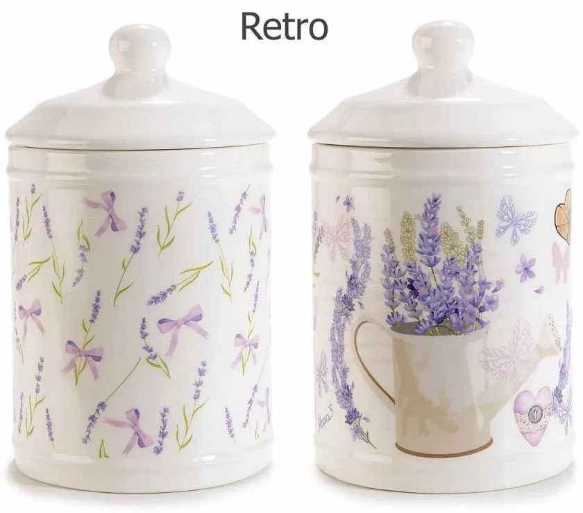 Set 2Pz Barattolo da Cucina in Ceramica - Lavanda - Stile Provenzale