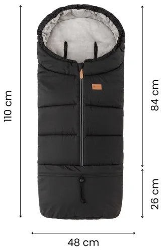 PETITE&MARS - SET Sacco termico 3 in 1 JIBOT + scaldamani per passeggino, grigio chiaro