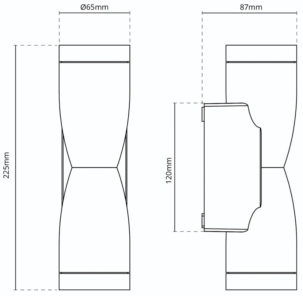 Applique Conica a Clessidra Bidirezionale IP65 GU10 - Nera