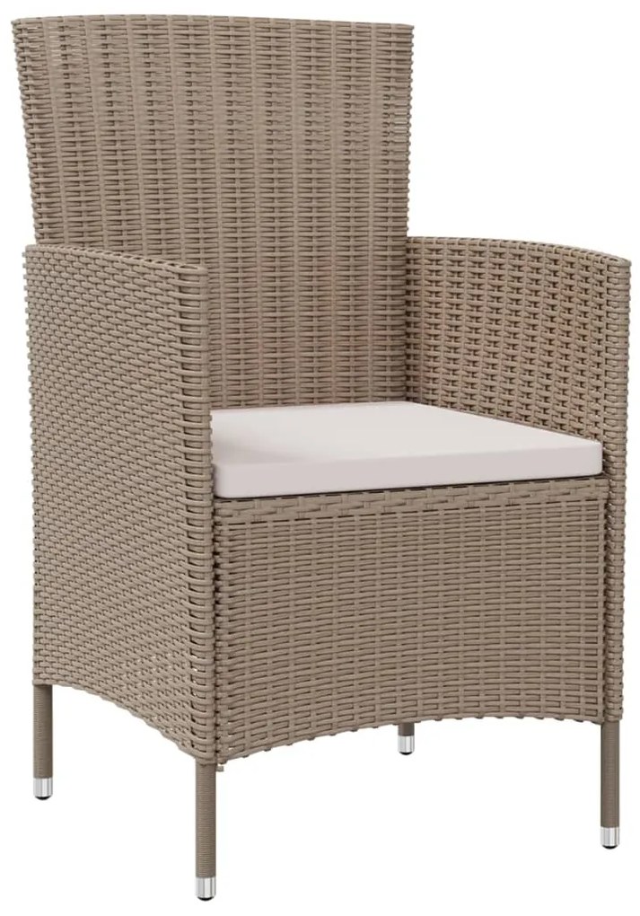 Sedie da giardino con cuscini 4 pz in polyrattan beige