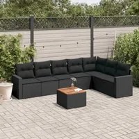 Set Divani da Giardino con Cuscini 8 pz Nero in Polyrattan 3224151