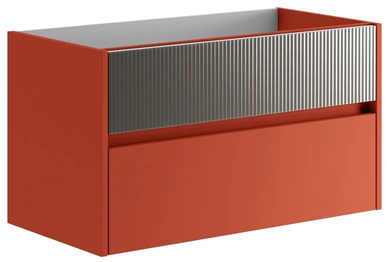 Mobile da bagno sotto lavabo Niwa rosso laccato opaco L 89.5 x H 50 x P 45.5 cm 2 cassetti, lavabo non incluso