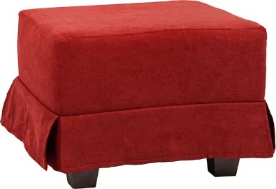 Pouf moderno 57x41 h imbottito in tessuto bordeaux sfoderabile con piedini
