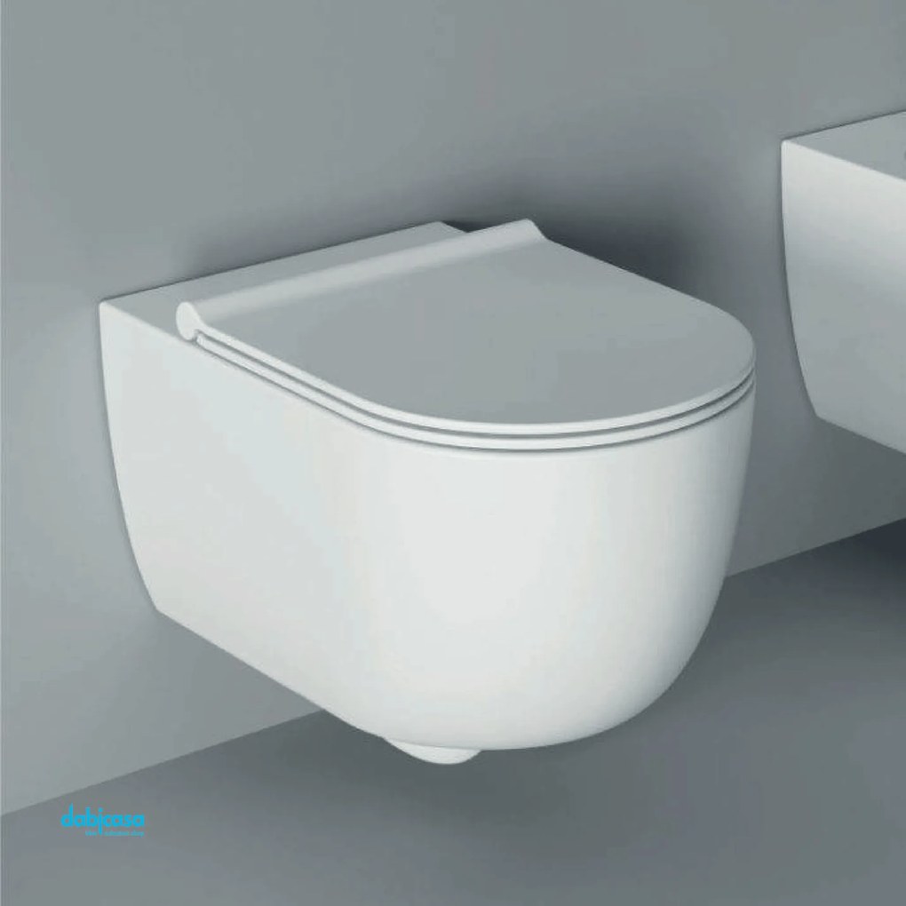 Alice Ceramica "Unica 55" Wc Sospeso Senza Brida Bianco Opaco