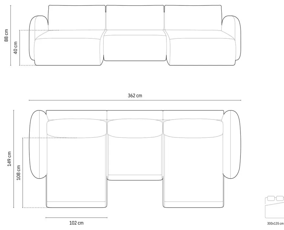 Divano angolare grigio chiaro allungabile/con contenitore (a U) con rivestimento in ciniglia Tonale – Cosmopolitan Design