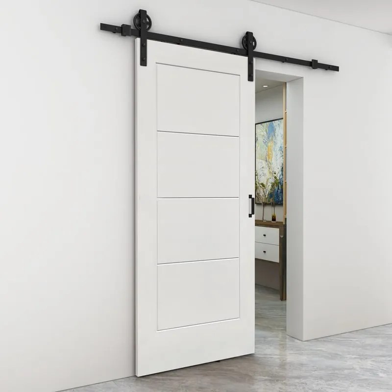 Porta scorrevole reversibile Bent in mdf bianco, L 93 x H 212 cm, con binario Rodeo