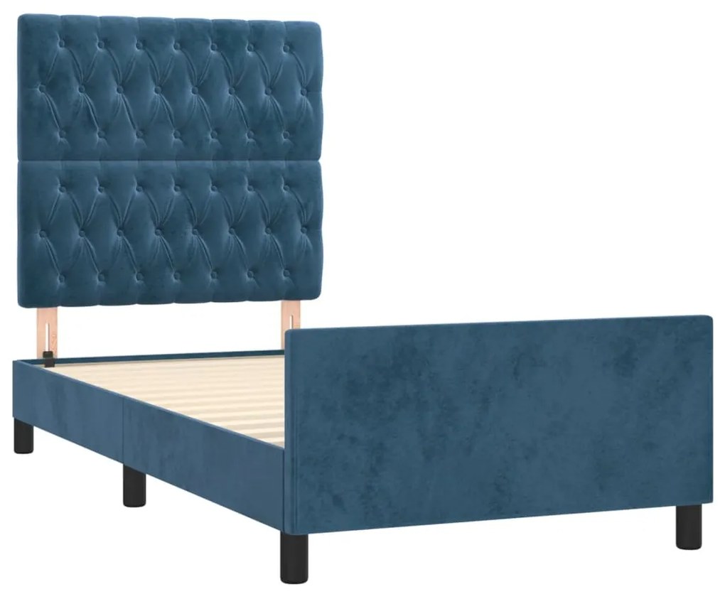 Giroletto con testiera blu scuro 100x200 cm in velluto
