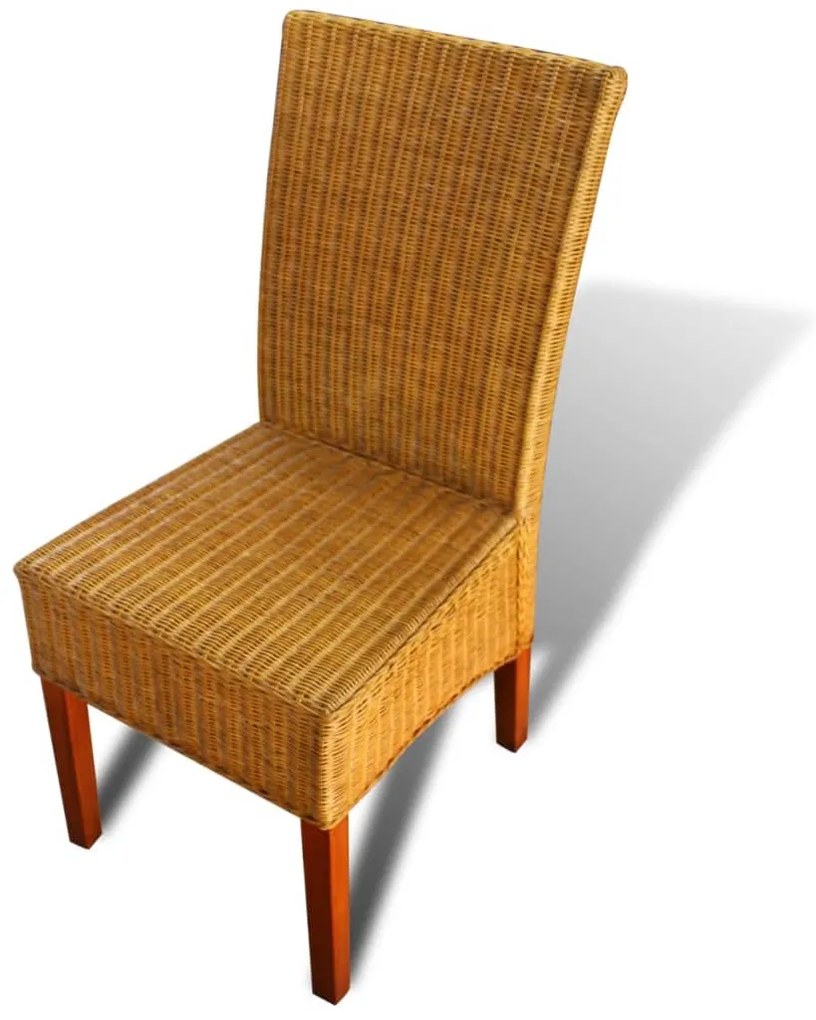 Sedie da pranzo 2 pz marroni in rattan naturale