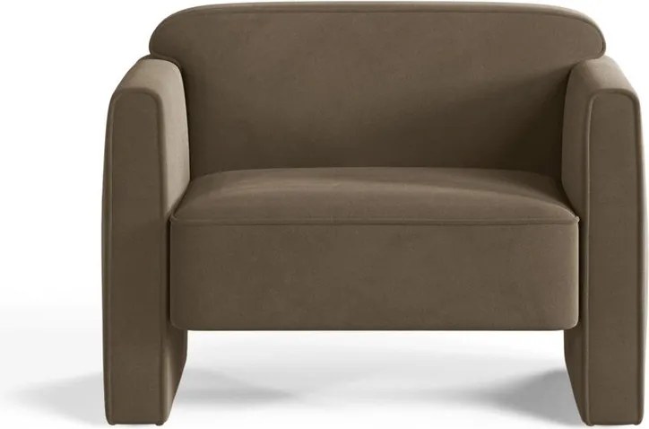 Poltrona grigio tortora con rivestimento in velluto Abby – Micadoni