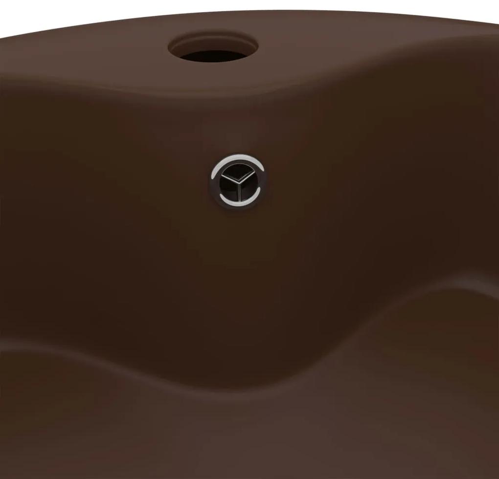 Lavandino con Troppopieno Marrone Scuro Opaco 36x13 cm Ceramica