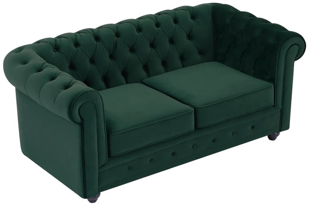 Divano 2 posti in Velluto Verde - CHESTERFIELD