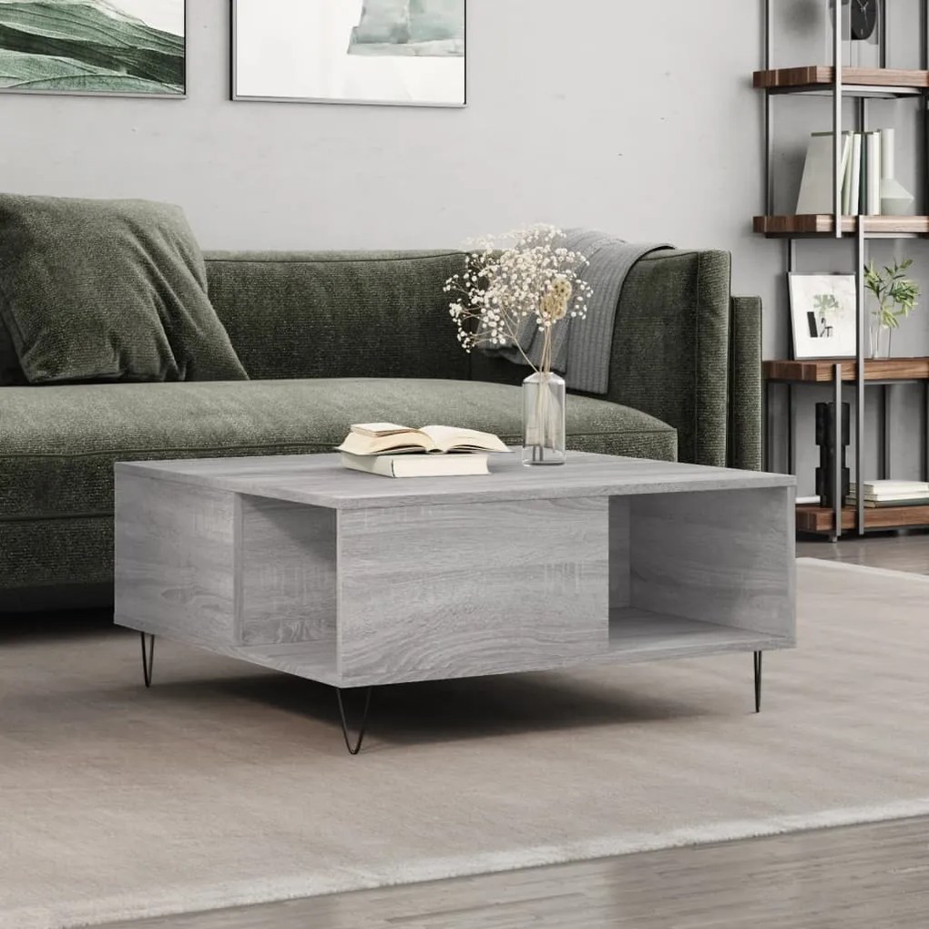 Tavolino Salotto Grigio Sonoma 80x80x36,5 Cm Legno Multistrato /