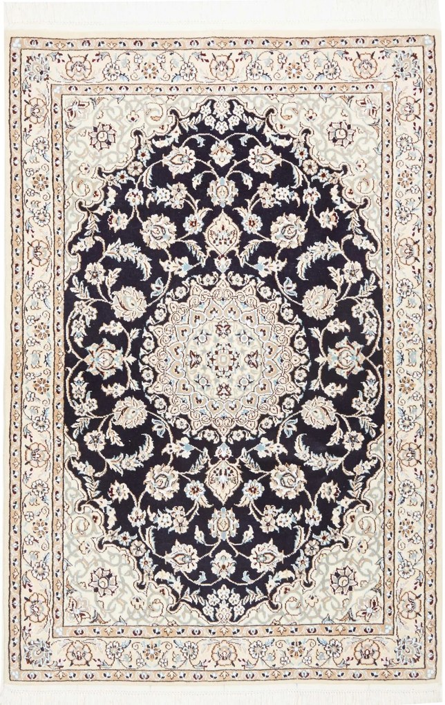 Nain Tappeto persiano 100 x 150 Blu (Iran) Annodato A Mano