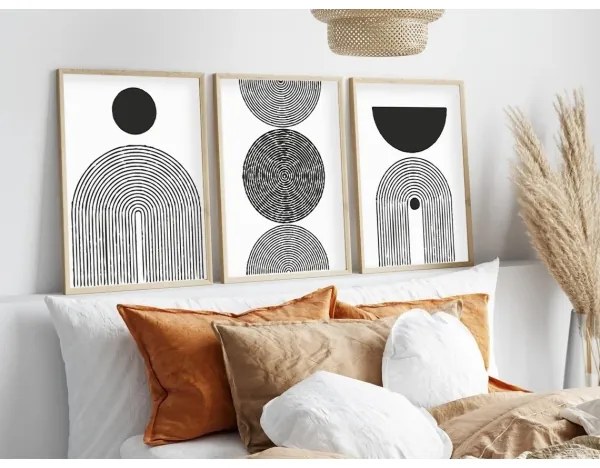 SET 3x Foto in cornice 50x70 cm nero/bianco