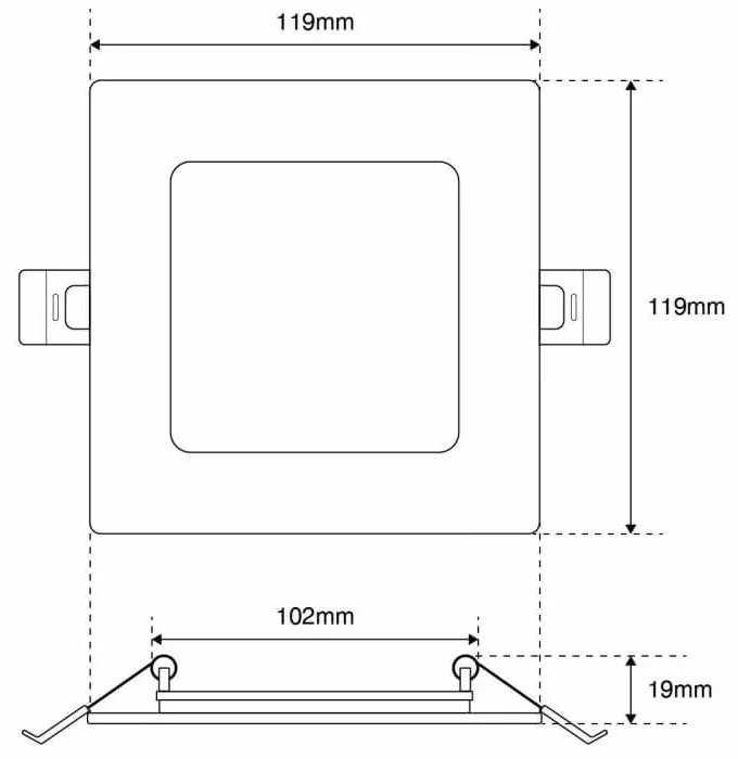 Pannello LED Quadrato 8W, 800lm, no Flickering, Foro 110x110mm Colore Bianco Caldo 3.000K