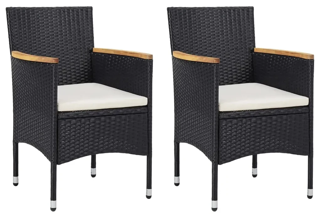 Set mobili da pranzo per giardino 3 pz nero