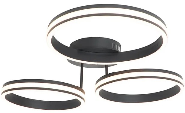 Plafoniera nera con LED dimmerabile a 3 livelli 3 luci - Navara
