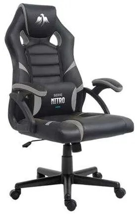 Sedia da Gioco Cromad Serie Nitro - Regolabile in Altezza con Pistone a Gas Classe 2 - Cuscino Lombare - Nero/Grigio