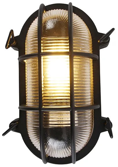 Lampada da parete e soffitto industriale nera ovale IP44 - Noutica
