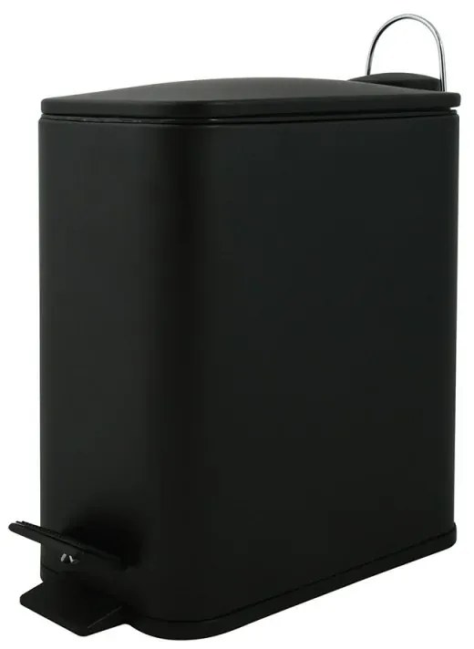 Pattumiera bagno 5 Lt in acciaio nero opaco con apertura a pedale Rexa