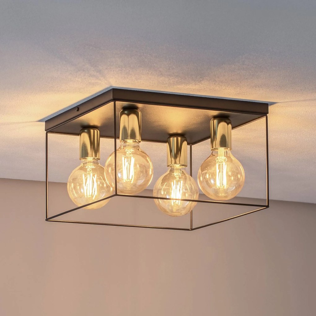 Luminex Plafoniera Anna con struttura in metallo, a 4 luci quadrate
