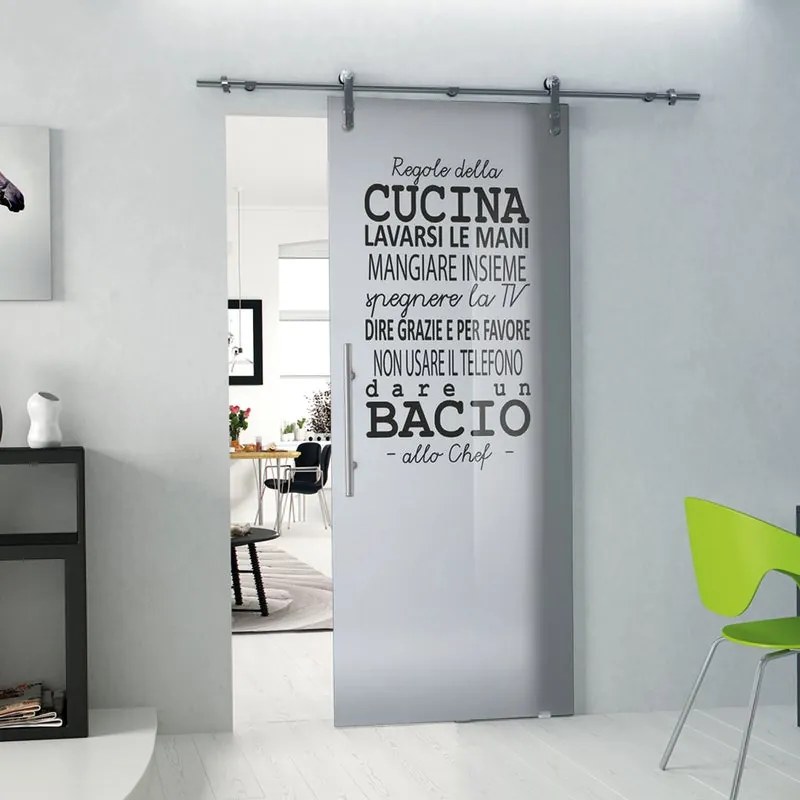 Porta scorrevole Regole in alluminio bianco, L 88 x H 215 cm Destra