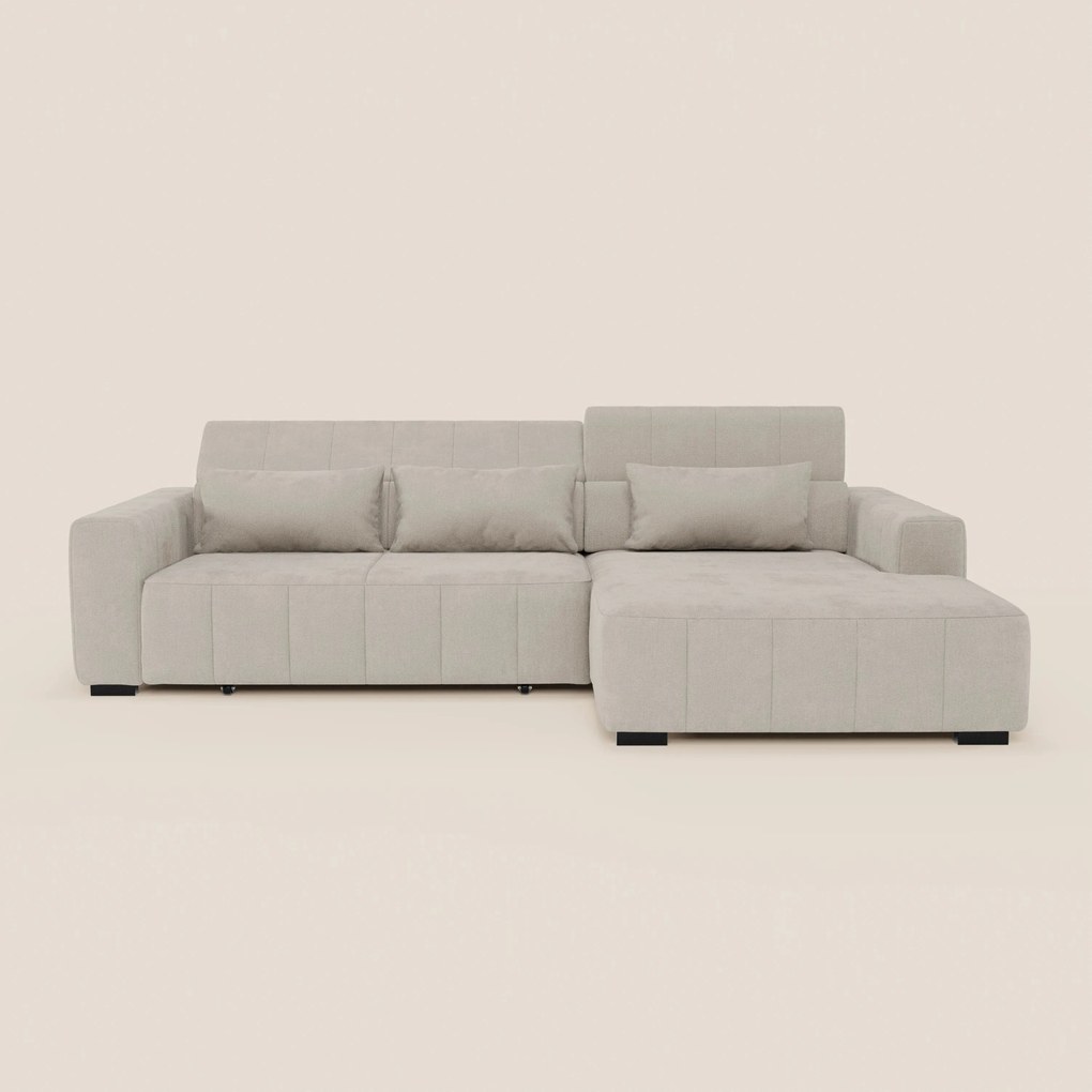 Doric Divano angolare con penisola e sedute allungabili con relax elettrico - poggiatesta reclinabili in tessuto smacchiabile T23