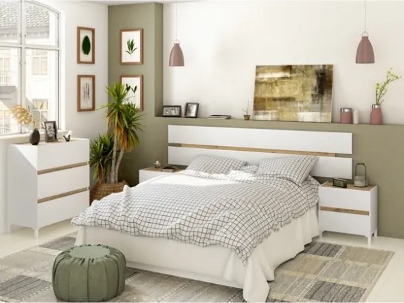 Testiera + 2 Comodini Tempus Bianco Artik E Rovere Nodi 0W6079A