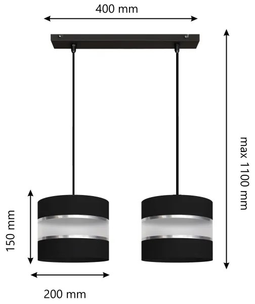 Lampadario su filo HELEN 2xE27/15W/230V nero