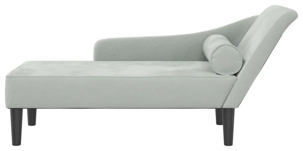 Chaise longue con cuscini grigio chiaro in velluto