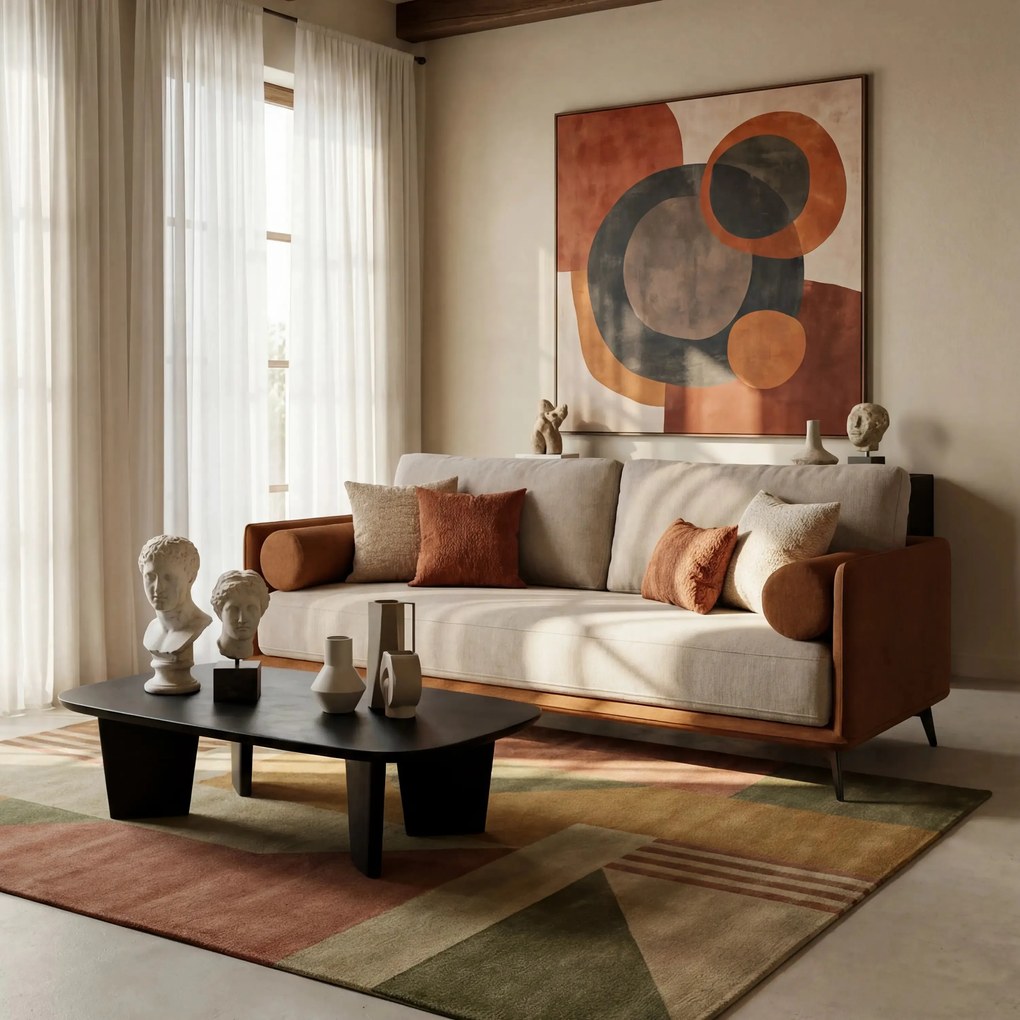 Basalto Divano lineare 2 o 3 posti Bicolore con seduta unica e base in metallo in tessuto smacchiabile T31