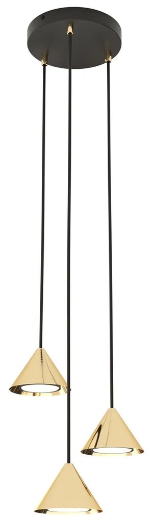 Lampadario a Sospensione in Acciaio ELIT 3 PREMIUM Nero e Oro 3xGX53