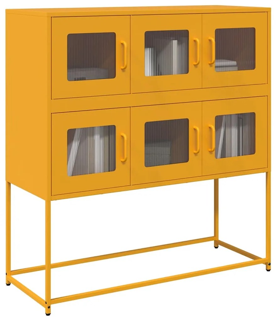 Credenza Giallo Senape 100,5x39x107cm Acciaio Laminato Freddo /