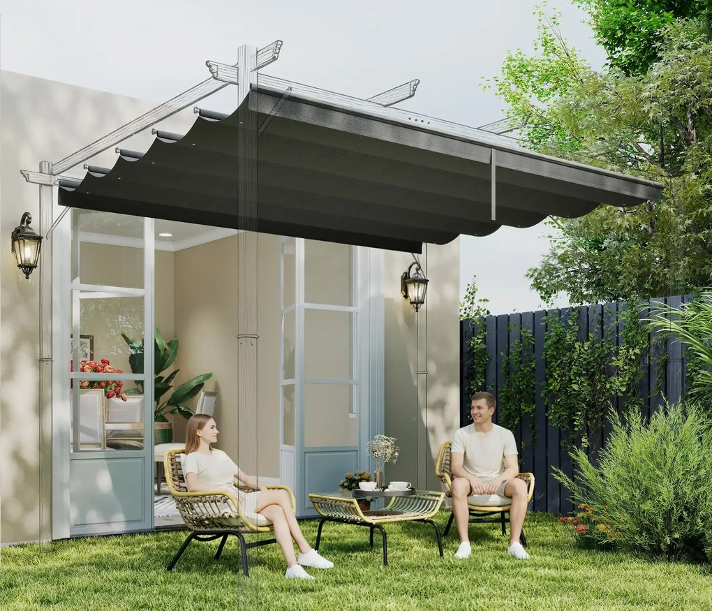 Telo di Ricambio per Pergola da Giardino 350x260 cm in Poliestere Grigio Scuro...