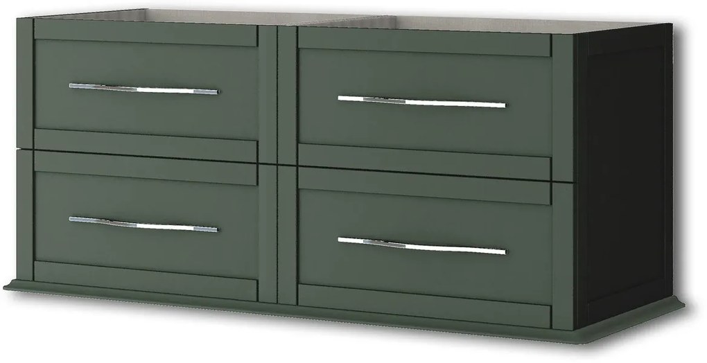 Mobile da bagno sospeso sotto lavabo L 124 x H 55 x P 46 cm verde laccato opaco, 2 cassetti BADEN HAUS TIFFANY