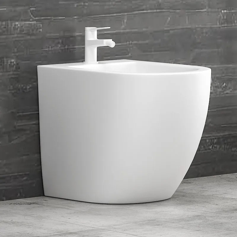 Kamalu - Sanitari a filo parete senza brida colore bianco lucido | MIL-BL