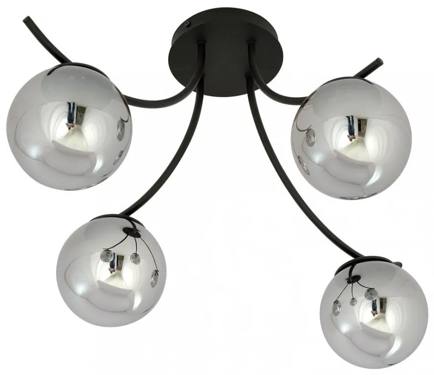 Lampadario da Soffitto in Acciaio e Vetro BOSTON 4 Nero 4xE14 Colore delle Sfere Grafite