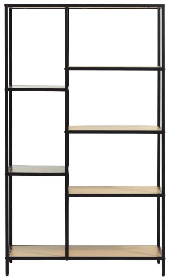 Libreria nera/di colore naturale effetto rovere 80x146x35 cm Altino – Unique Furniture