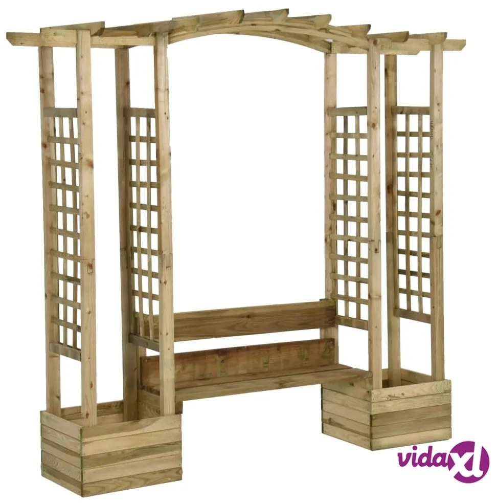 vidaXL Pergola da Giardino Panca e Vasi Legno Massello Pino Impregnato
