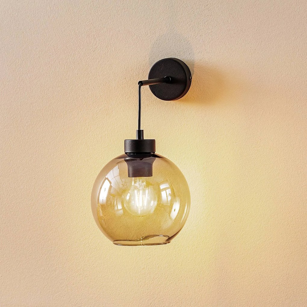 TK Lighting Applique Cubus, nero/grigio fumo, vetro, altezza 30 cm, E27