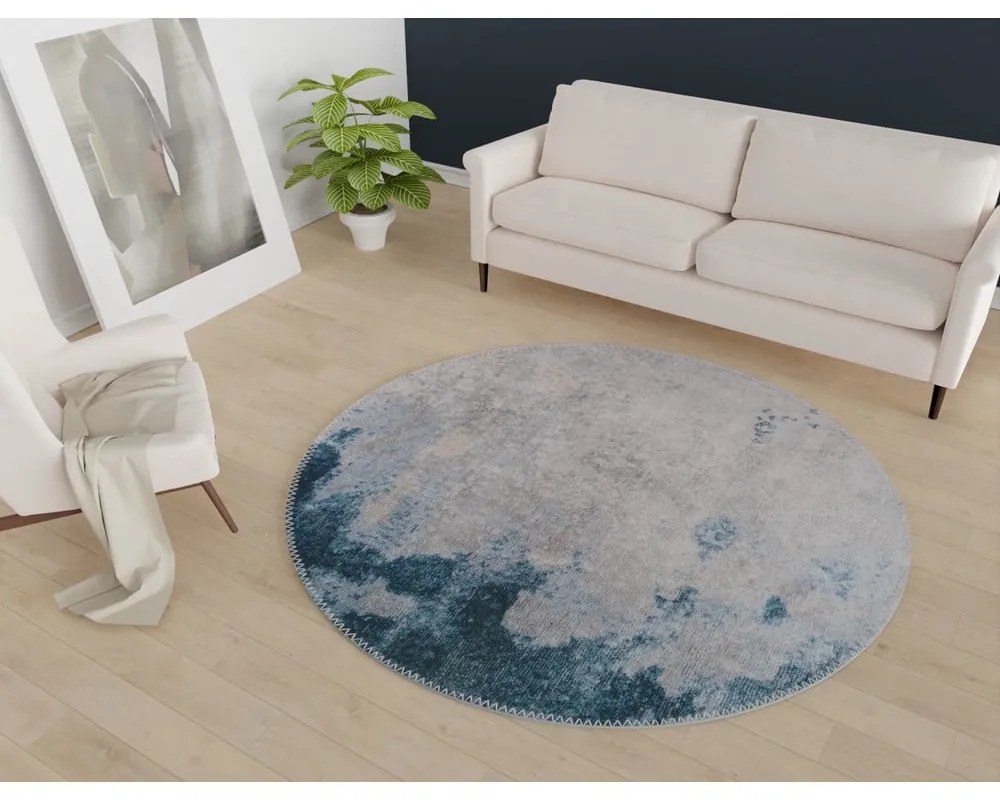 Tappeto rotondo lavabile blu-grigio ø 120 cm - Vitaus