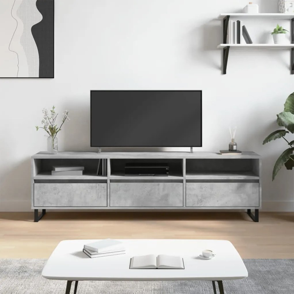 Mobile Tv Grigio Cemento 150x30x44,5 Cm Legno Multistrato /