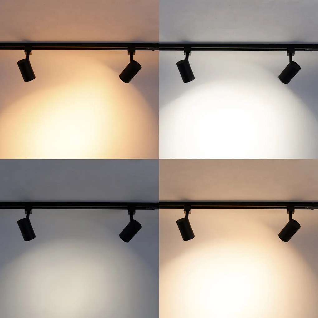 Sistema di illuminazione a binario monofase Smart con 5 faretti Wifi GU10 neri - Iconic Gissi
