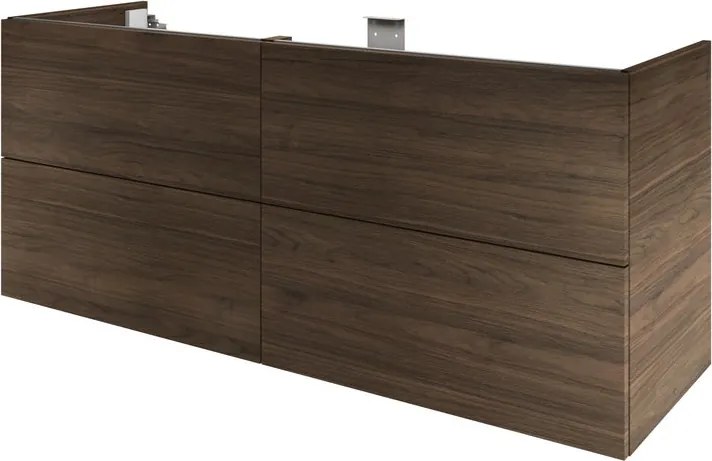Mobile da bagno sospeso sotto lavabo L 150 x H 64 x P 48 cm noce, 2 cassetti Neo, Maniglie acquistabili separatamente