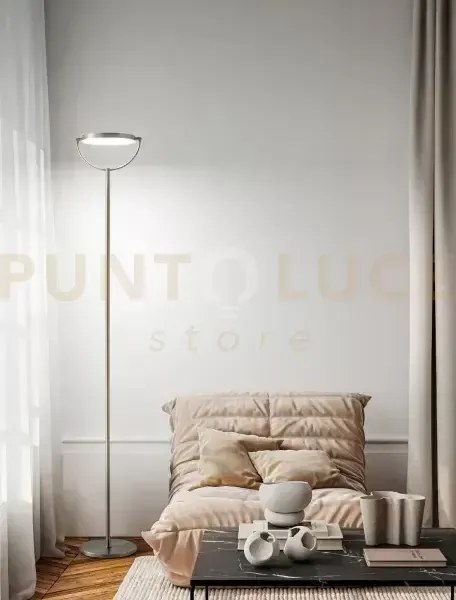 Plato piantana in metallo grigio titanio interruttore on/off e dimm...