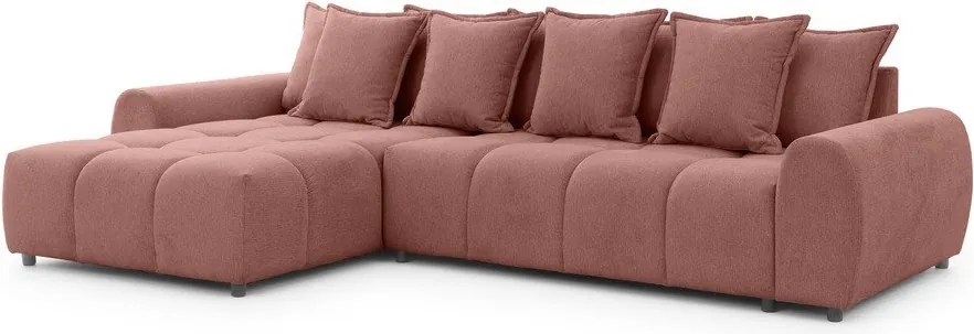 Divano angolare color terracotta (con penisola a sinistra/con chaise lounge) Albane – Ropez