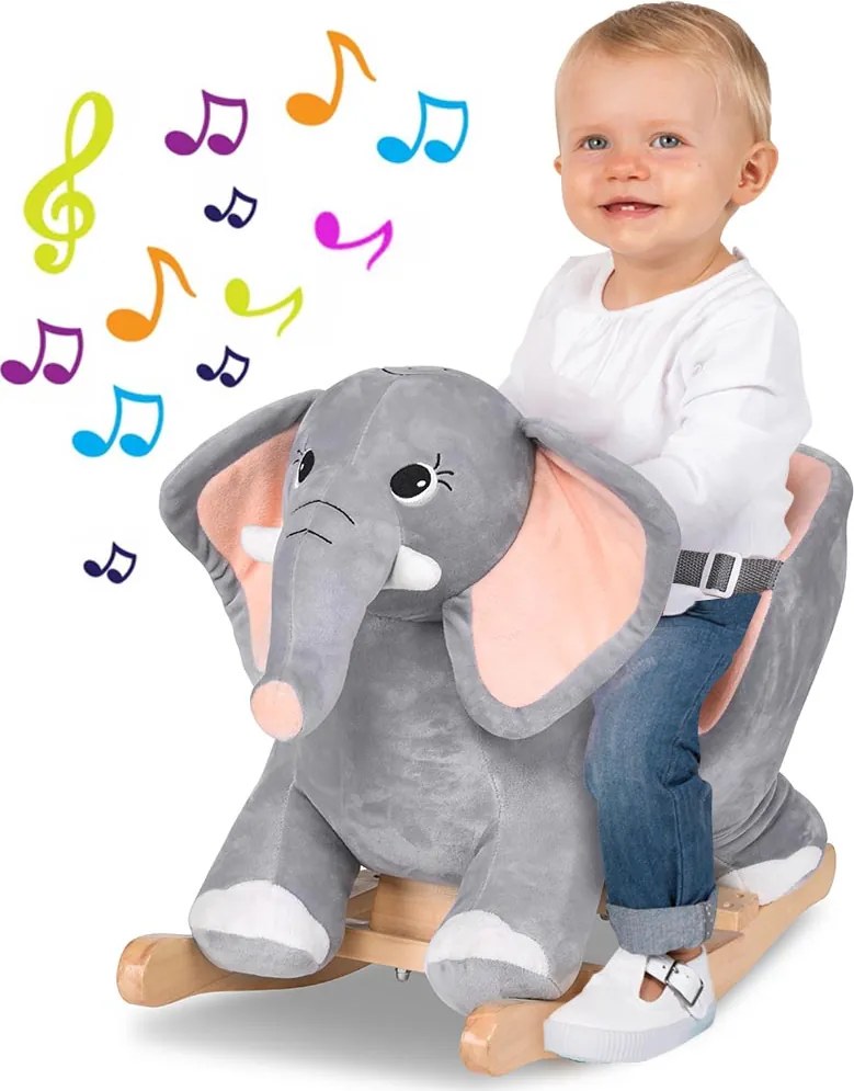 Elefante a Dondolo Cavalcabile Peluche Giocattolo Bambini con Suono...